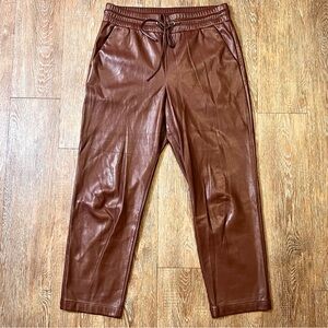 LOFT Maroon Faux Leather Drawstring Jogger Pants | Size Medium